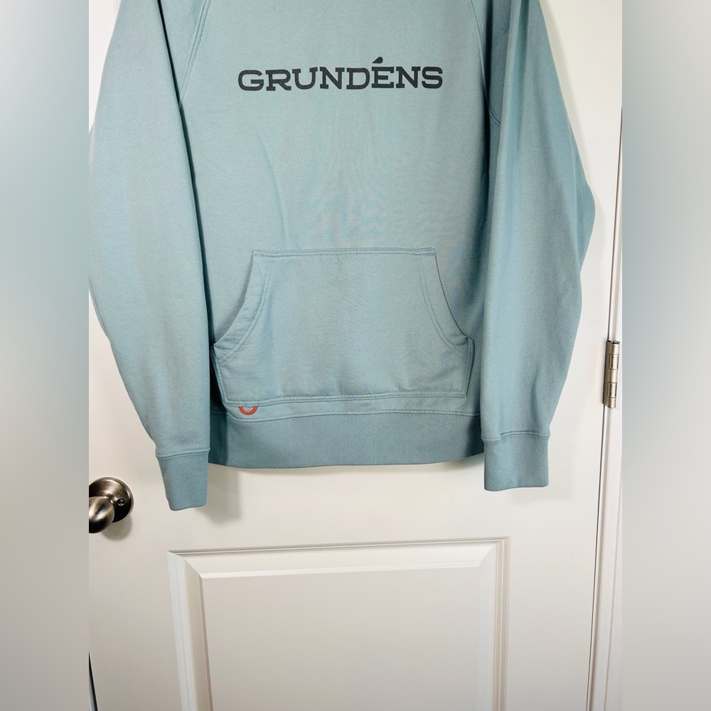 Grundens Fishing Supply Hoodie Mens Medium Teal/Blue Fleece Sweatshirt Pullover - Picture 4 of 10